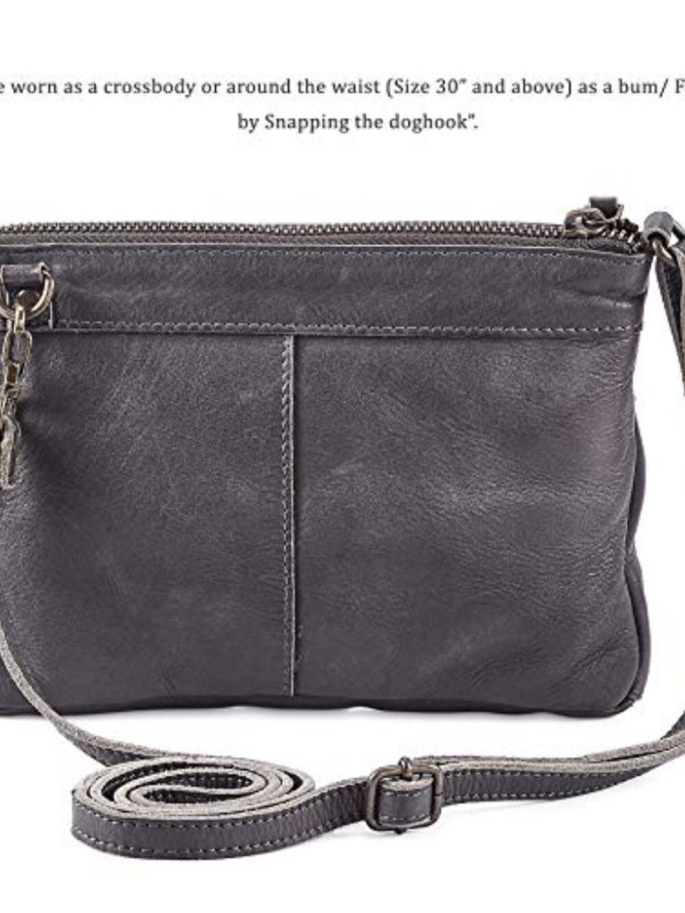🆕 Small Triple Zip Real Leather Women's Crossbody- Premium Vintage Crossover - Picture 3 of 3